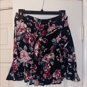 Floral Skirt with Tie Detail